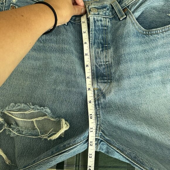 Levi's Distressed Blue Straight Leg Jeans - Picture 12 of 13